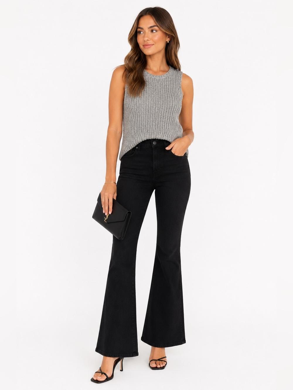 Theory Malda Meridian Textured Knit Shell Top | Gray | Size Medium